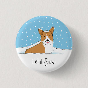Badge Rond 2,50 Cm Chien de neige de corgi de Gallois de Pembroke