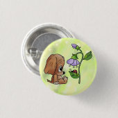 Badge Rond 2,50 Cm Chien et fleur (Devant & derrière)
