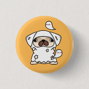 Badge Rond 2,50 Cm Chien fantôme Halloween
