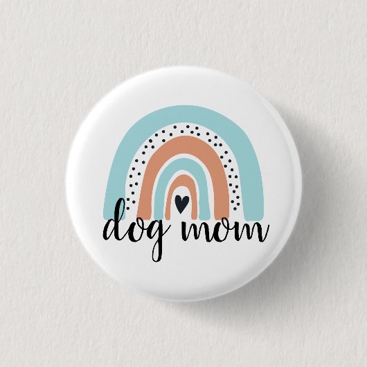 Badge Rond 2,50 Cm Chien maman Rainbow Blue Peach (Devant)