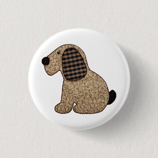 Badge Rond 2,50 Cm Chien mignon de guingan de style campagnard (Devant)