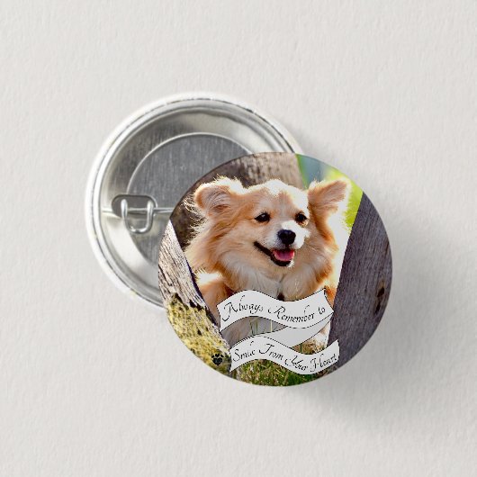 Badge Rond 2,50 Cm Chien souriant (Devant & derrière)