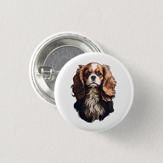 Badge Rond 2,50 Cm Chien spaniel Cavalier King Charles (Devant & derrière)