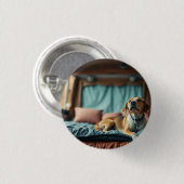 Badge Rond 2,50 Cm Chien sur Lit (Devant & derrière)