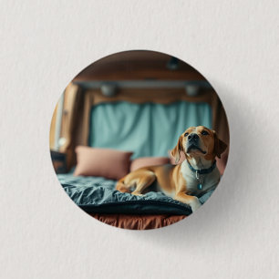 Badge Rond 2,50 Cm Chien sur Lit
