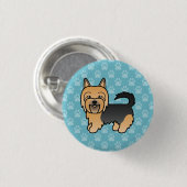 Badge Rond 2,50 Cm Chien Terrier Australien Bleu Et Tan Sur Bleu (Devant & derrière)