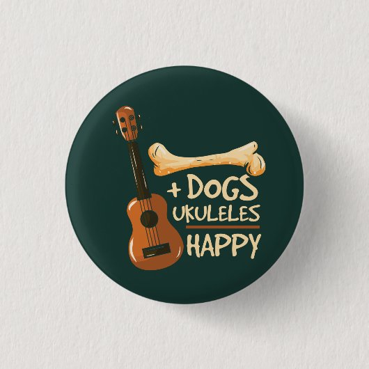 Badge Rond 2,50 Cm Chiens Plus Ukuleles égalent un joyeux sac de nouv (Devant)