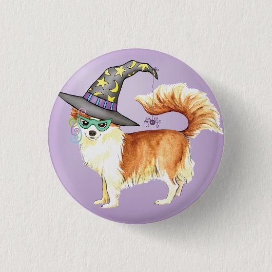 Badge Rond 2,50 Cm Chihuahua Witch (Devant)