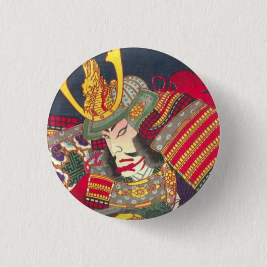 Badge Rond 2,50 Cm Chikanobu Samurai 4:5 (Devant)