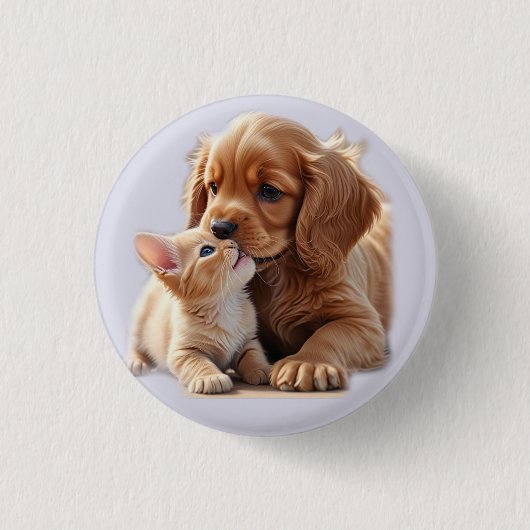 Badge Rond 2,50 Cm Chiot et chaton (Devant)