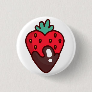 Badge Rond 2,50 Cm Chocolat fraise Coeur classique