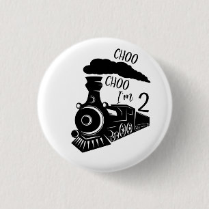 Badge Rond 2,50 Cm Choo Choo I'm 2, 2nd Birthday Boy