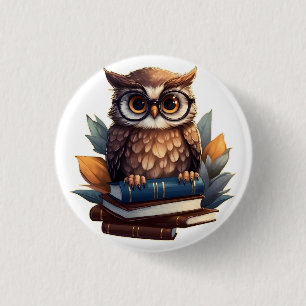 Badge Rond 2,50 Cm Chouette avec livres