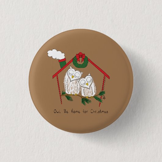 Badge Rond 2,50 Cm Chouette de Noël Be Accueil mignonne (Devant)