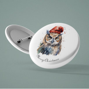 Badge Rond 2,50 Cm Chouette d'hiver enchantée, personnalisée