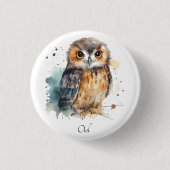 Badge Rond 2,50 Cm Chouette mignonne en aquarelle (Devant)