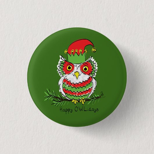 Badge Rond 2,50 Cm Chouette Noël mignonne Enfants amusants (Devant)