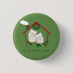 Badge Rond 2,50 Cm Chouette Noël Mignonne Vacances amusantes