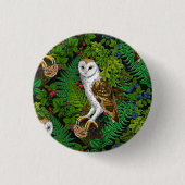 Badge Rond 2,50 Cm Chouettes, fougères, chênes et baies (Devant)