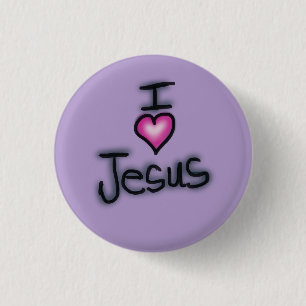 Badge Rond 2,50 Cm Chrétien J'aime Jésus J'aime Jésus