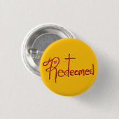 Badge Rond 2,50 Cm Chrétien "racheté" avec Croix et Coeurs Jaune (Devant & derrière)
