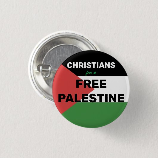 BADGE ROND 2,50 CM CHRÉTIENS POUR UN DRAPEAU PALESTINE GRATUIT ROUGE (Devant & derrière)