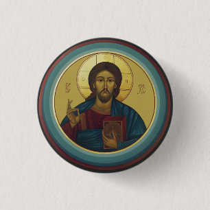 Badge Rond 2,50 Cm Christ Pantocrator byzantin Mosaïque ronde Art