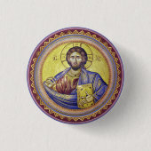 Badge Rond 2,50 Cm Christ Pantocrator icône orthodoxe (Devant)