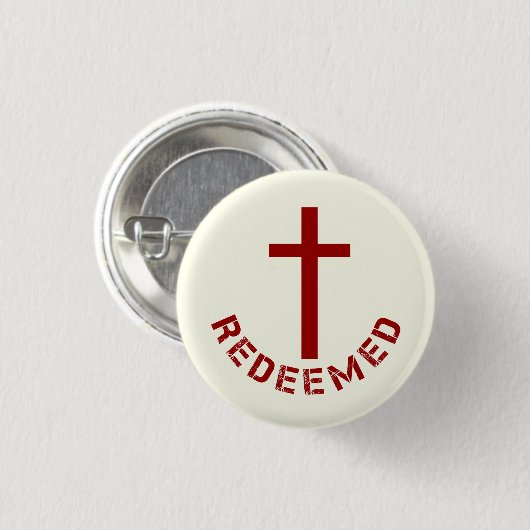 Badge Rond 2,50 Cm Christian Rendu Croix Rouge et Conception de texte (Devant & derrière)