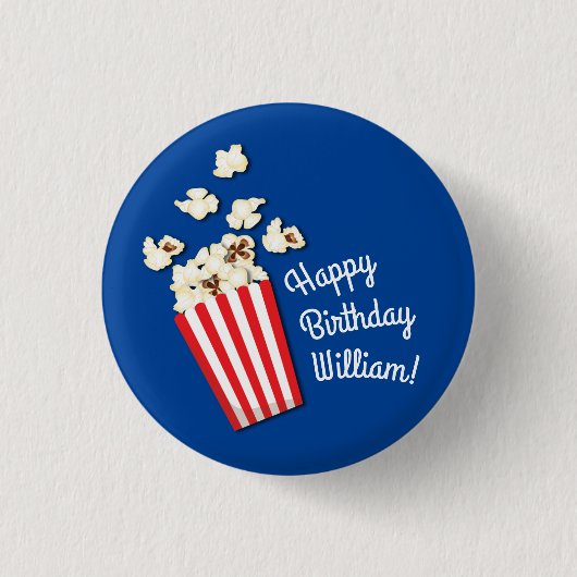 Badge Rond 2,50 Cm Cinéma Popcorn fête d'anniversaire (Devant)