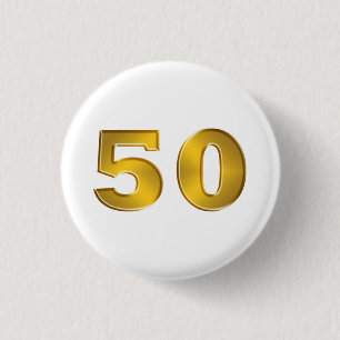 Badge Rond 2,50 Cm cinquantième Boutons d'or d'anniversaire