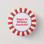 Badge Rond 2,50 Cm Circus Cute Kid's Birthday Party Vintage<br><div class="desc">This adorably cute and colorful vintage circus 1st birthday party theme is great for any boy or girl that loves the circus!  Celebrate your kid's very first birthday with this adorable retro carnival theme!</div>
