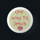 Badge Rond 2,50 Cm Citation Verte, Rose, Blanche Une Voie Pour Jésus<br><div class="desc">Citation Verte,  Rose,  Blanche Une Façon D'Accéder À L'Aimant Jésus. Joli design d'affirmation chrétienne avec une citation "Un chemin vers Jésus" aimant. Un beau cadeau pour les amoureux,  membres de l'église familiale. Fêter la foi et l'amour.</div>