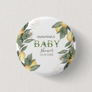 Badge Rond 2,50 Cm Citron Aquarelle Shower Bébé Vert