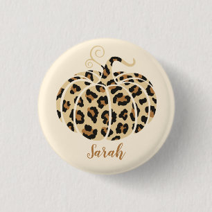 Badge Rond 2,50 Cm Citrouille Leopard Chat Halloween Cheetah Imprimer