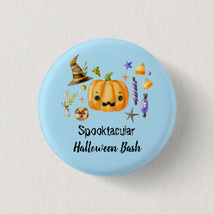 Badge Rond 2,50 Cm Citrouille Spooktacular Halloween Bash Party Bleu