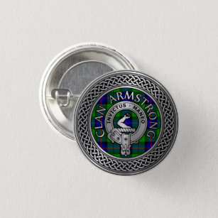 Badge Rond 2,50 Cm Clan Armstrong Crest & Tartan Knot
