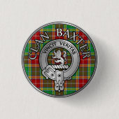 Badge Rond 2,50 Cm Clan Baxter Crest et Tartan (Devant)