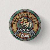 Badge Rond 2,50 Cm Clan Craig Crest sur Tartan (Devant)