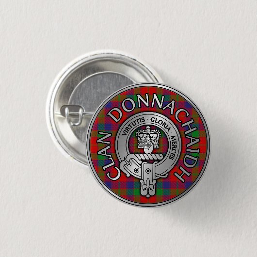Badge Rond 2,50 Cm Clan Donnachaidh | Robertson Crest & Tartan (Devant & derrière)