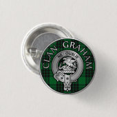 Badge Rond 2,50 Cm Clan Graham Crest & Tartan (Devant & derrière)