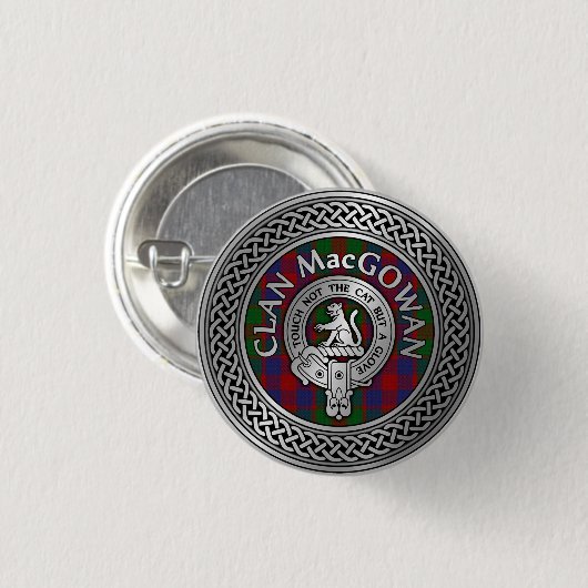 Badge Rond 2,50 Cm Clan MacGowan Crest & Tartan Knot (Devant & derrière)