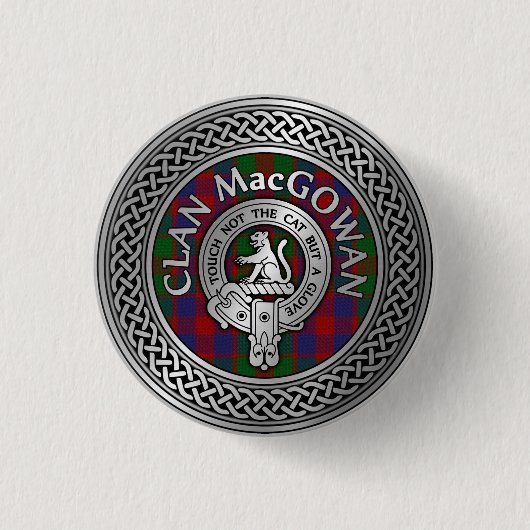 Badge Rond 2,50 Cm Clan MacGowan Crest & Tartan Knot (Devant)