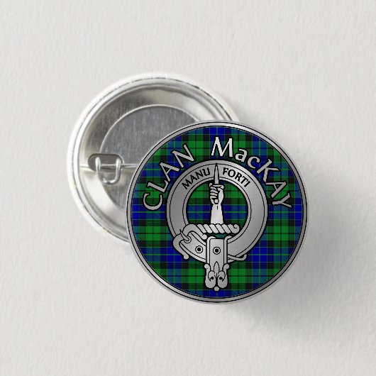 Badge Rond 2,50 Cm Clan MacKay Crest & Tartan (Devant & derrière)