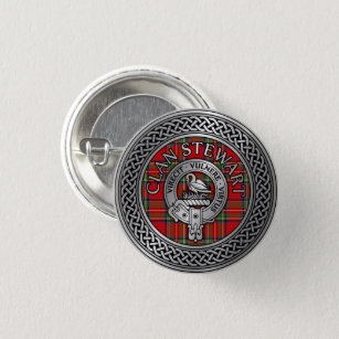 Badge Rond 2,50 Cm Clan Stewart   Stuart Crest & Tartan Knot
