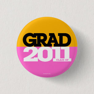 Badge Rond 2,50 Cm Classe d'obtentions du diplôme de rose orange de