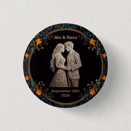 Badge Rond 2,50 Cm Classe royale mariée et mariée (Devant)