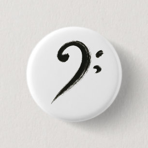Badge Rond 2,50 Cm Clé basse minimaliste - Symbole de musique pinceau