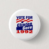 Badge Rond 2,50 Cm Clinton/Gore 1992 (Devant)
