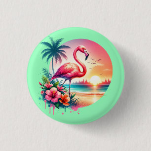 Badge Rond 2,50 Cm Clipart Coucher de Soleil Flamant Rose-93938